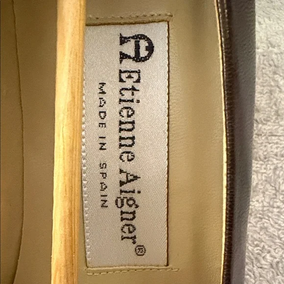 NWT VTG Etienne Aigner Taylor Truffle Spain Leather Mid-Heel Pumps 90s Office - Picture 3 of 14